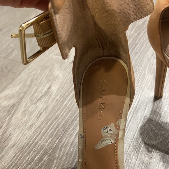 Neutral Open Toe Calvin Klein Heels - Picture 4 of 9